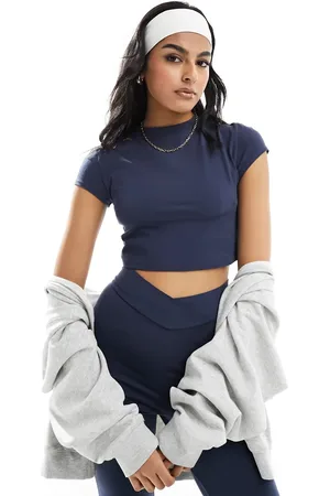 Miss Selfridge Top corto de manga corta de (parte de un conjunto)-Gris