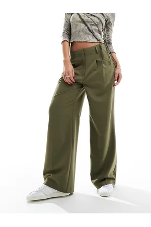 COLLUSION Pantalones de sastre verde oliva de pernera ancha holgada de