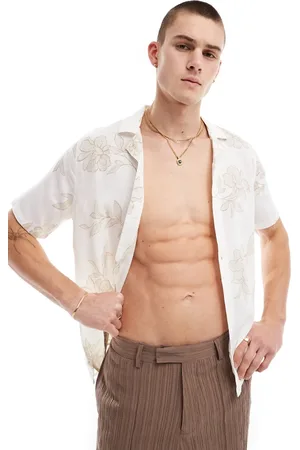 Hollister Camisa color crema de manga corta con estampado floral de -Blanco