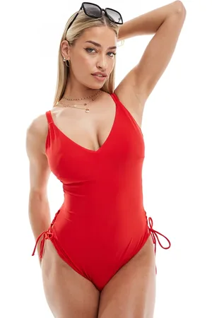ASOS Bañador de copas grandes escotado con detalle de lazadas laterales Samantha de