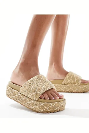 ASOS Sandalias beis con diseño trenzado y plataforma plana Festival de -Beis neutro