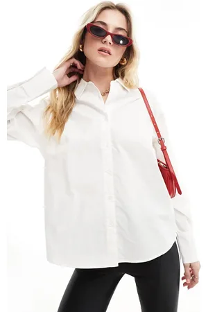 In The Style Camisa blanca de popelina de algodón de