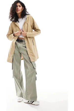 Rains Chaqueta color impermeable de corte acampanado de -Beis neutro