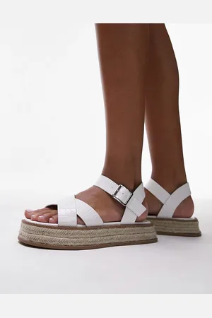 Topshop Sandalias blancas planas estilo alpargatas Jenna de