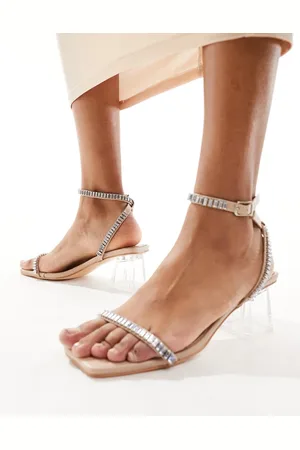 Public Desire Sandalias plateadas con correas adornadas y tacón de bloque transparente Slay de - neutro