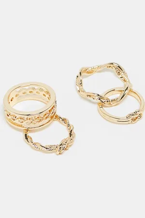ASOS Pack de 4 anillos dorados con diseño de nudo de