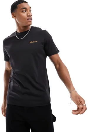 Timberland Camiseta negra con logo de texto pequeño de