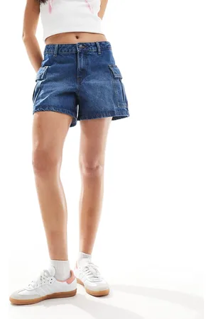 Noisy May Pantalones cortos vaqueros cargo azules con lavado medio de