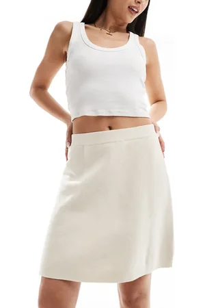 SELECTED Falda beis de punto de Femme-Beis neutro