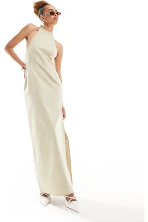 Lioness Vestido largo con cuello halter y espalda escotada de - neutro
