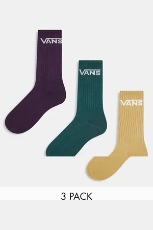 Vans Pack de 3 pares de calcetines deportivos clásicos de color verde, tostado y granate de