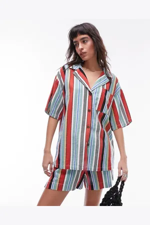 Topshop Camisa a rayas de lino de (parte de un conjunto)