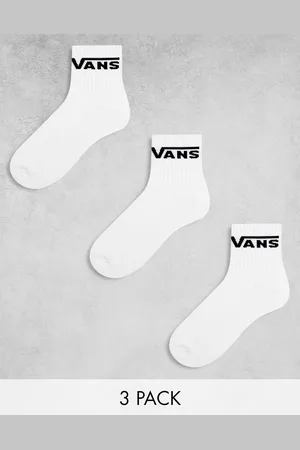 Vans Pack de 3 pares de calcetines deportivos de media caña blancos clásicos de