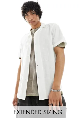 ASOS Camisa blanca holgada de manga corta de tejido efecto lino de