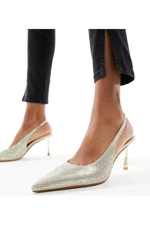 Simmi London Zapatos dorados destalonados de tacón con abalorios Laela de SIMMI London