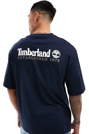 Timberland Camiseta extragrande logo de texto grande estampado en la espalda de -Negro
