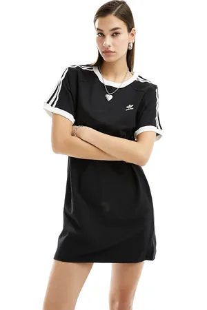 adidas Vestido con mangas raglán y detalle de 3 rayas de