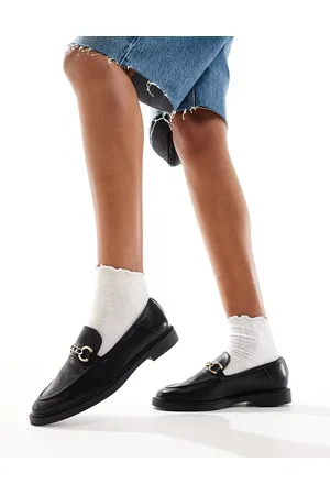 River Island Mocasines negros con bridón de cadena de