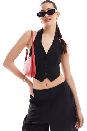 Miss Selfridge Chaleco de traje con espalda al aire y cuello halter de