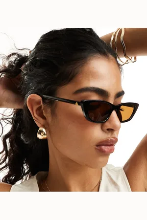 Aire Gafas de sol negras con montura estrecha y lentes marrones Titania de x ASOS