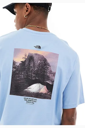 The North Face Camiseta azul acero con estampado gráfico retro en la espalda Camping exclusiva en ASOS de