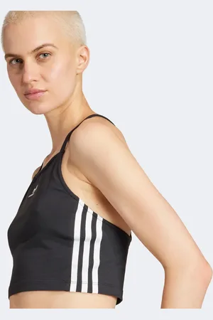 adidas Top corto de manga larga con diseño de 3 rayas Adicolor de