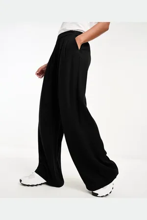 ASOS Pantalones negros de pernera ancha con parte delantera depurada de