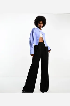 ASOS Pantalones negros de pernera ancha con parte delantera depurada de ASOS DESIGN Tall