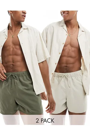 ASOS Pack de 2 shorts de baño cortos color piedra y caquis de