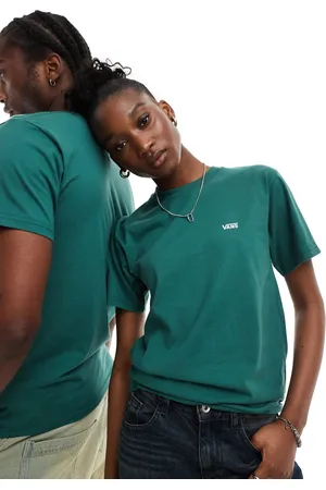 Vans Camiseta verde oscuro con logo en la parte izquierda del pecho de