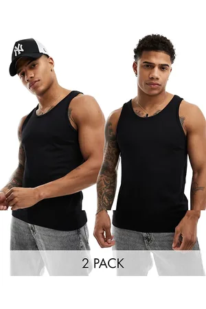JACK & JONES Pack de 2 camisetas negras sin mangas de