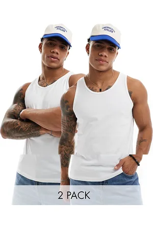 JACK & JONES Pack de 2 camisetas sin mangas blancas de