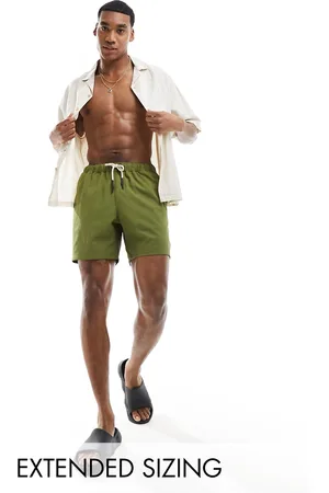 ASOS Shorts de baño cortos verdes con cordón tipo cuerda de