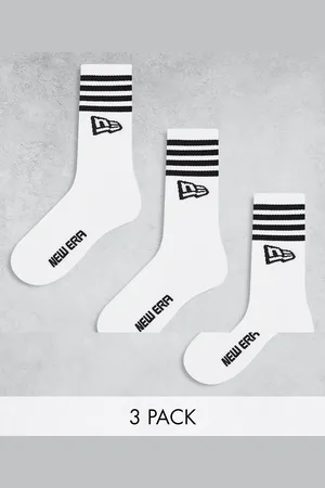 New Era Pack de 3 pares de calcetines blancos de