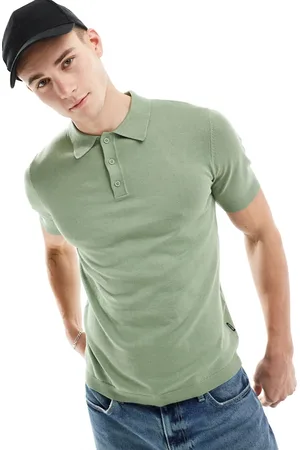 Only & Sons Polo verde salvia de punto de