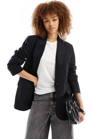 ASOS Americana de sastre negra de mezcla de lino de