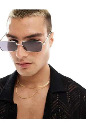 ASOS Gafas de sol plateadas rectangulares con detalle en las patillas de