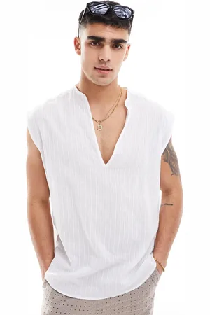 ASOS Camisa blanca sin mangas ni cierres con diseño de jacquard de algodón de