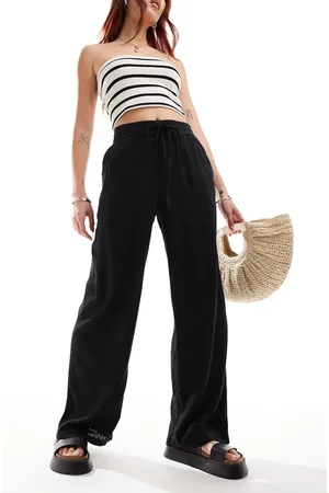 Noisy May Pantalones negros sueltos de mezcla de lino de