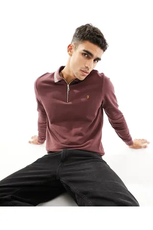 Farah Polo burdeos de manga larga con cremallera Milan de