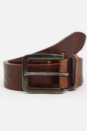 JACK & JONES Cinturón de cuero liso en marrón de