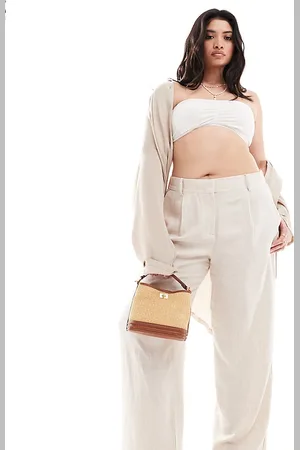 VERO MODA Pantalones dad color de pernera ancha de -Beis neutro