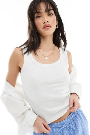 New Look Camiseta sin mangas con cuello ancho y ribetes anchos de