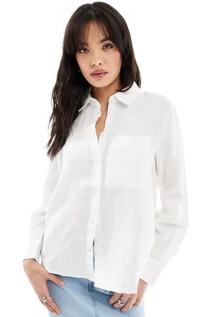 MANGO Camisa blanca de lino de