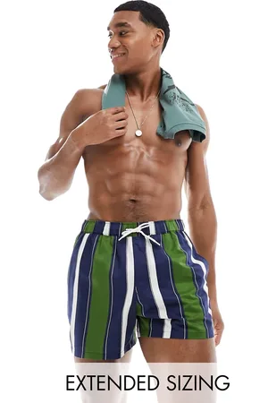 ASOS Shorts de baño cortos verdes y a rayas de