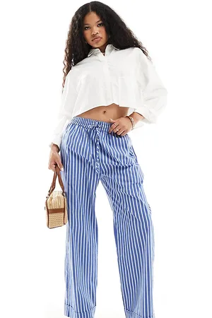 River Island Pantalones a rayas sin cierres de popelina de