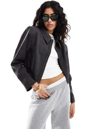 ASOS Chaqueta bomber corta a cuadros con cuello de solapas de -Multicolor