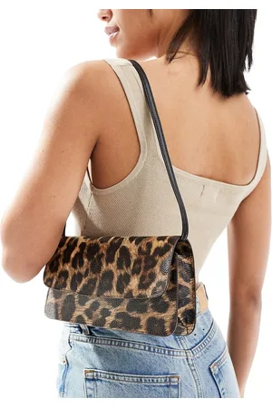 ASOS Bolso de hombro con estampado de leopardo y correa fina estilo años 90 de