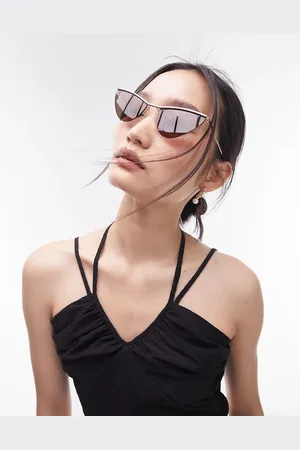 Topshop Gafas de sol doradas estilo visor en ángulo Aster de