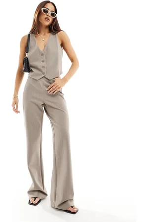 MANGO Pantalones con raya diplomática fina de (parte de un conjunto)